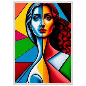 Cubist Woman Portrait Vibrant Split-Face Abstract - Vibrantwalls