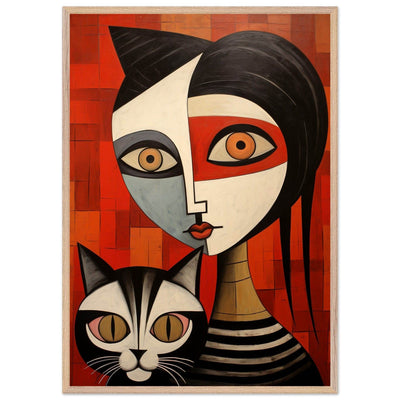 Cubist Muse Feline Companion Bold Abstract - Vibrantwalls