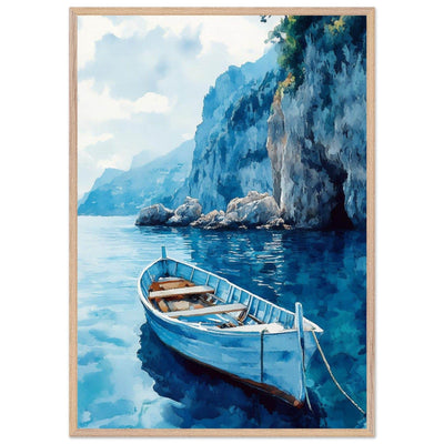 Mediterranean Blue Boat Amalfi Coast - Vibrantwalls