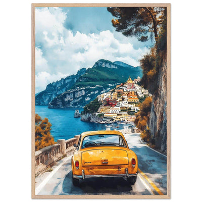 Vintage Italian Coastal View - Cliffside Village Art Print - Vibrantwalls