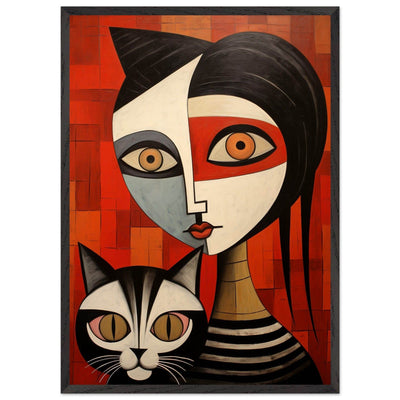 Cubist Muse Feline Companion Bold Abstract - Vibrantwalls
