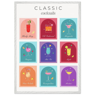 Classic Cocktails Set Nine Drink Recipes - Vibrantwalls