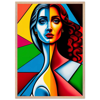 Cubist Woman Portrait Vibrant Split-Face Abstract - Vibrantwalls