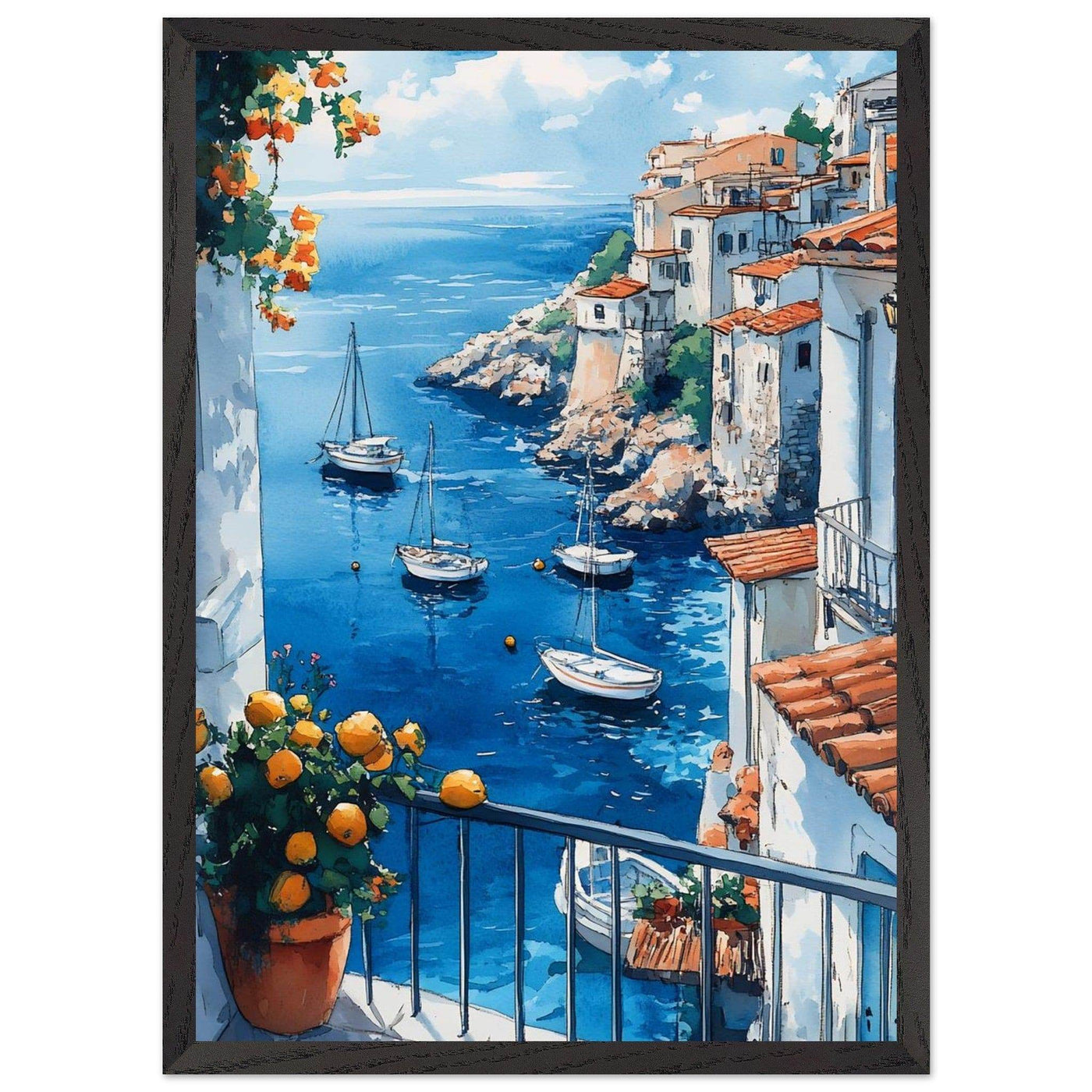 Amalfi Coast Italian Seascape: Serenity with Lush Lemons - Vibrantwalls