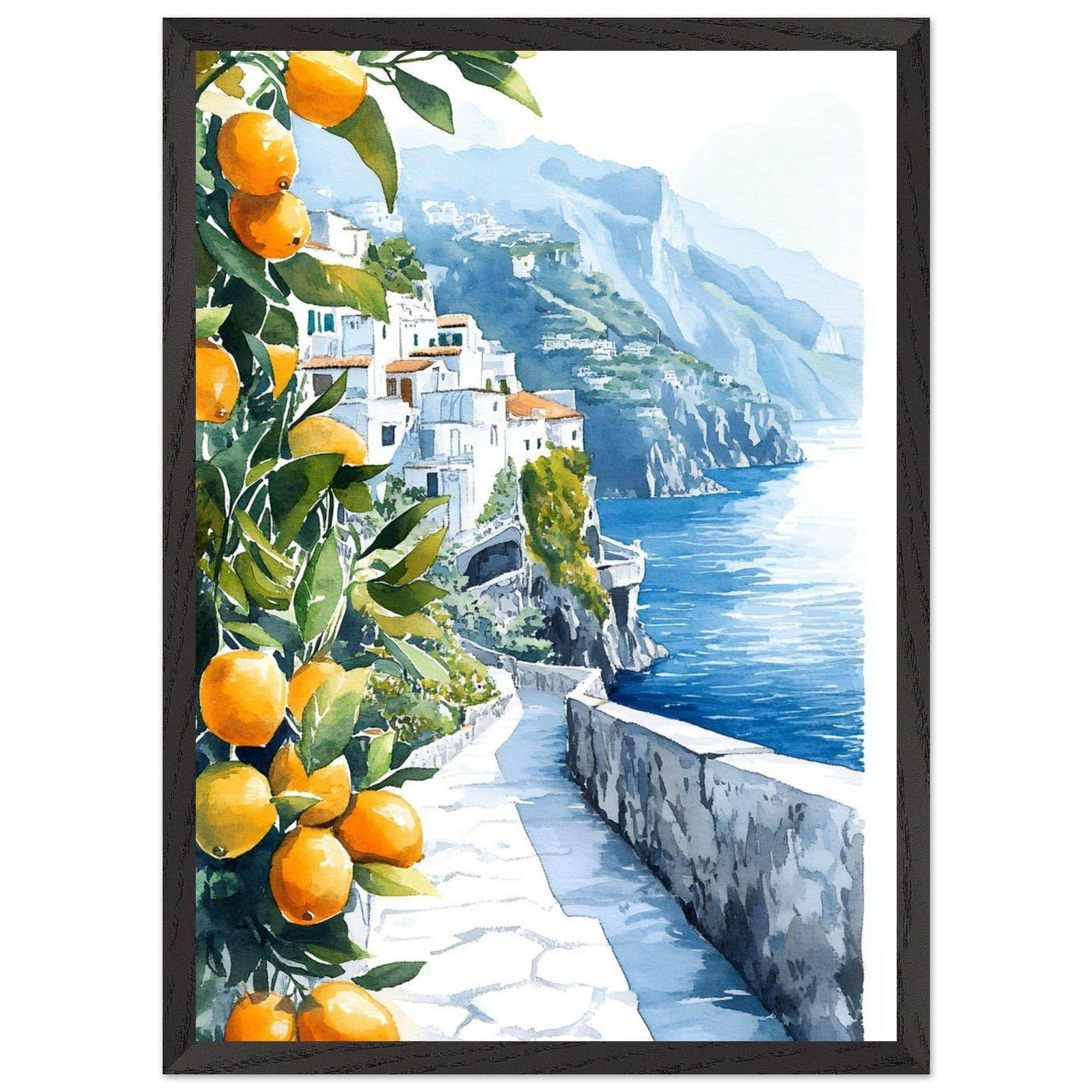Amalfi Coast Lemon Grove Watercolor - Vibrantwalls