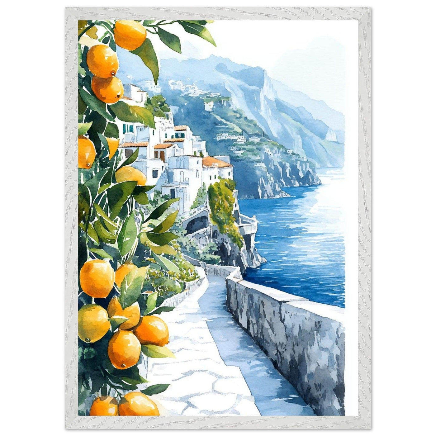 Amalfi Coast Lemon Grove Watercolor - Vibrantwalls