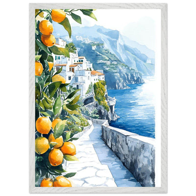 Amalfi Coast Lemon Grove Watercolor - Vibrantwalls