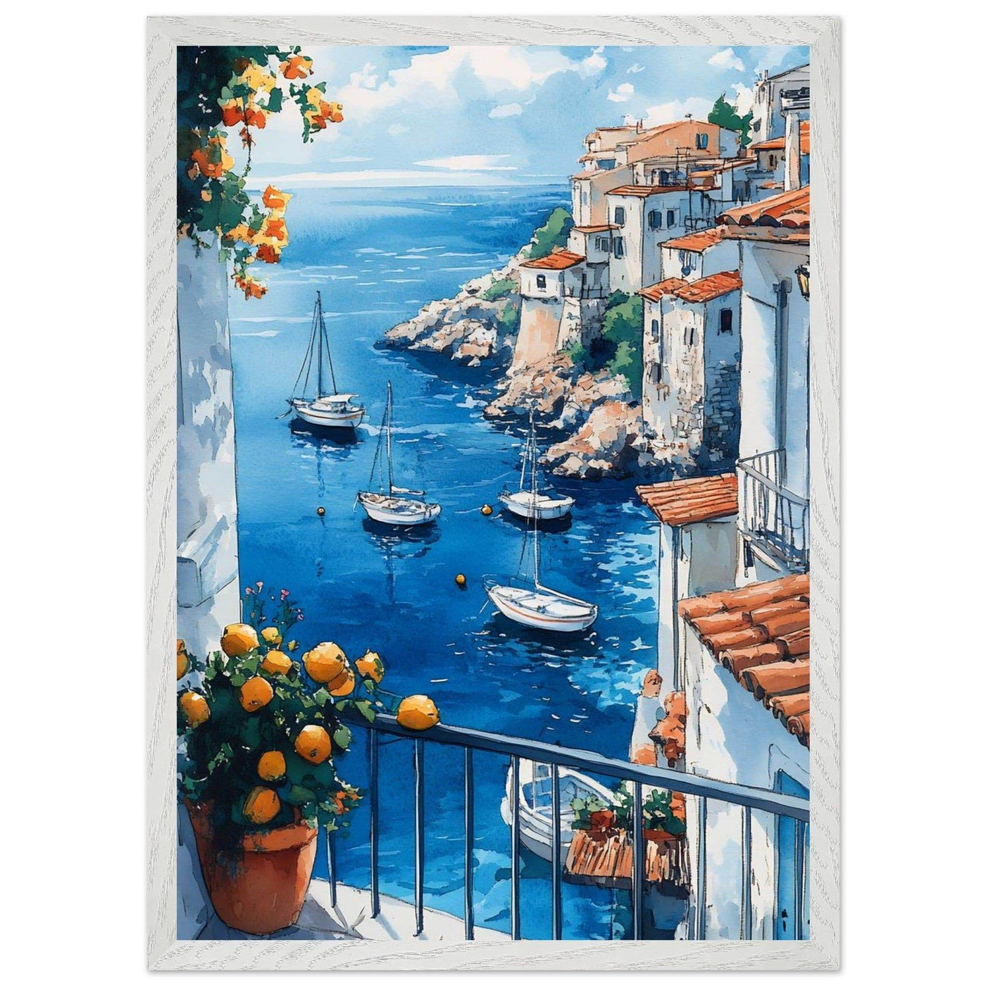 Amalfi Coast Italian Seascape: Serenity with Lush Lemons - Vibrantwalls