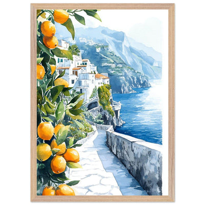 Amalfi Coast Lemon Grove Watercolor - Vibrantwalls