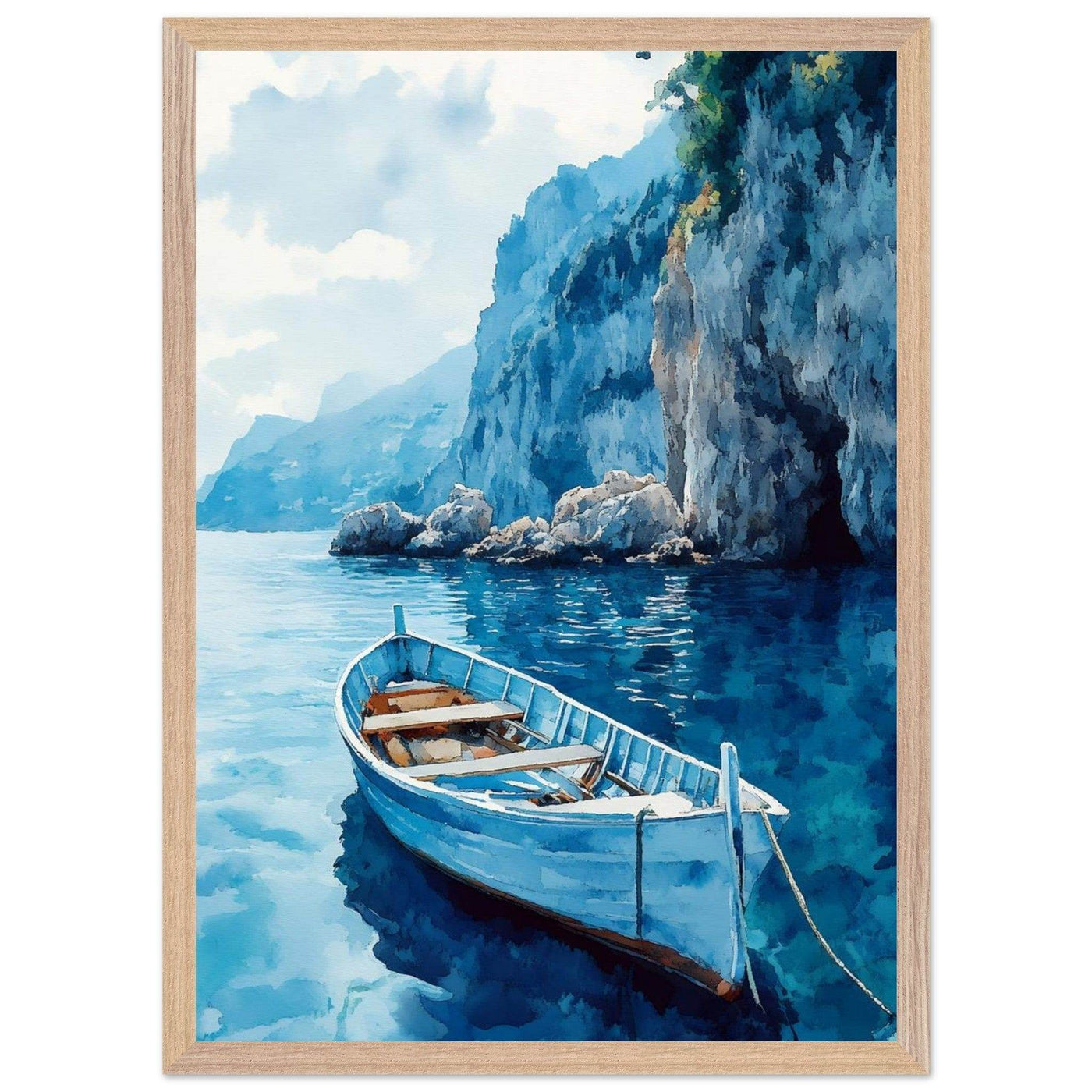 Mediterranean Blue Boat Amalfi Coast - Vibrantwalls