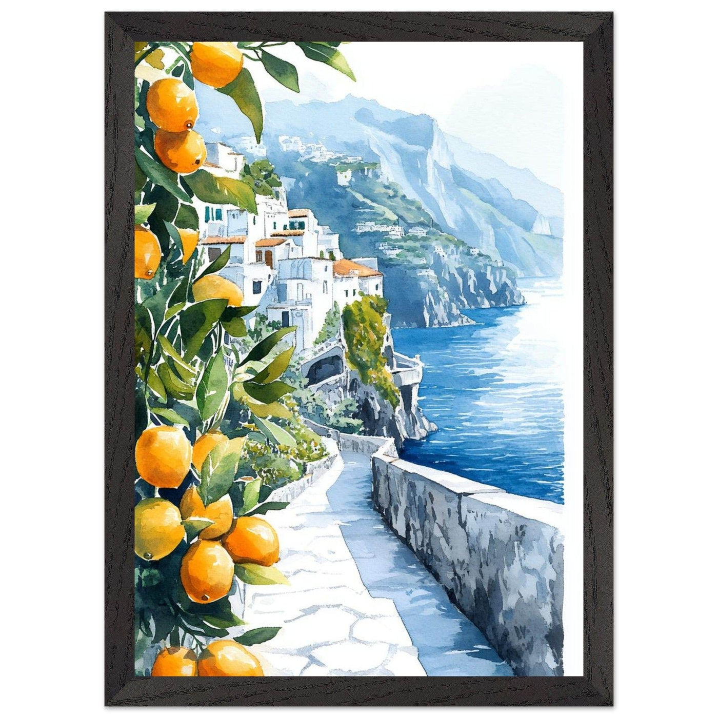 Amalfi Coast Lemon Grove Watercolor - Vibrantwalls