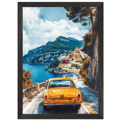 Vintage Italian Coastal View - Cliffside Village Art Print - Vibrantwalls