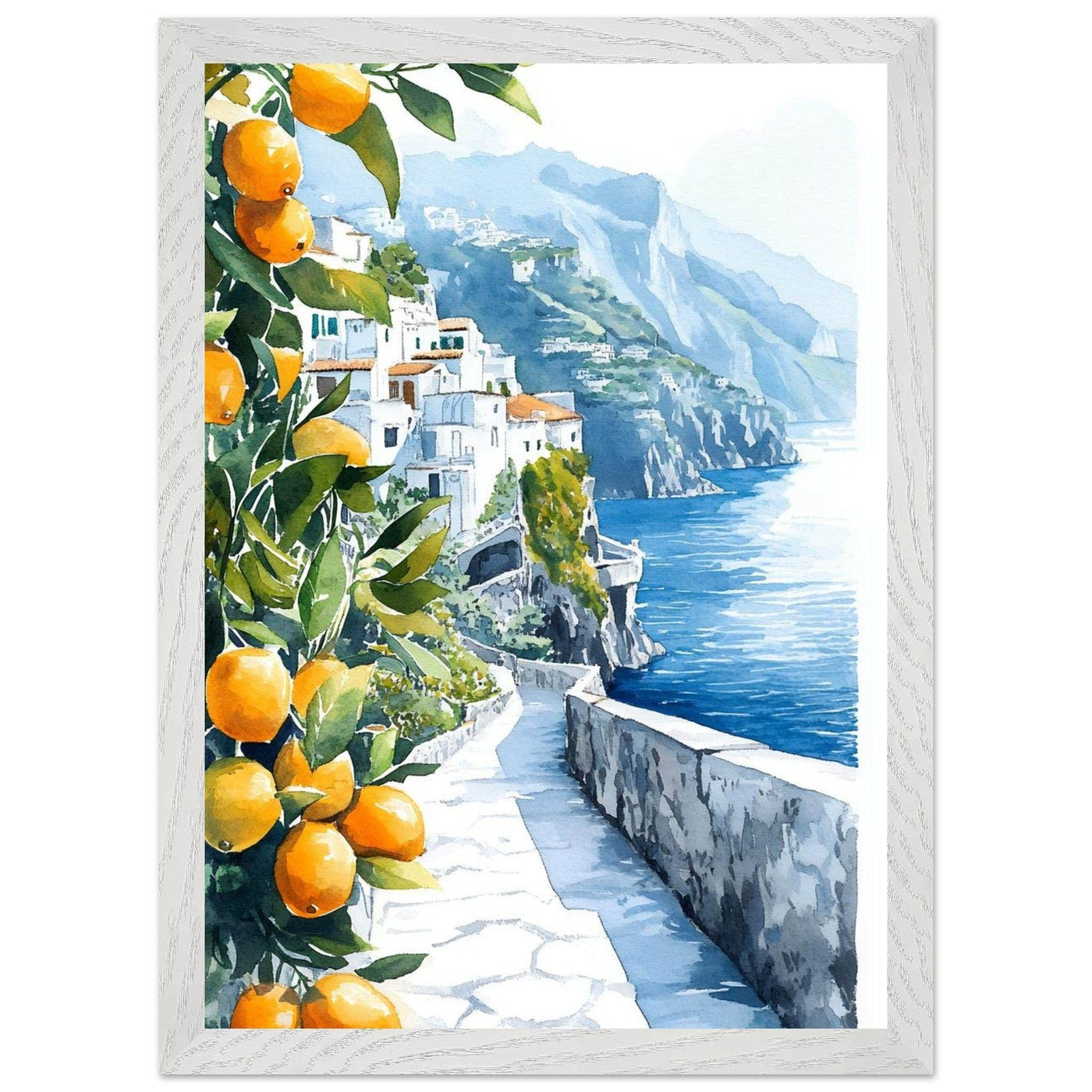Amalfi Coast Lemon Grove Watercolor - Vibrantwalls