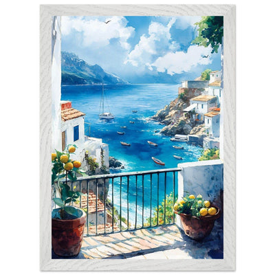 Mediterranean Balcony View Coastal Village Azure - Vibrantwalls