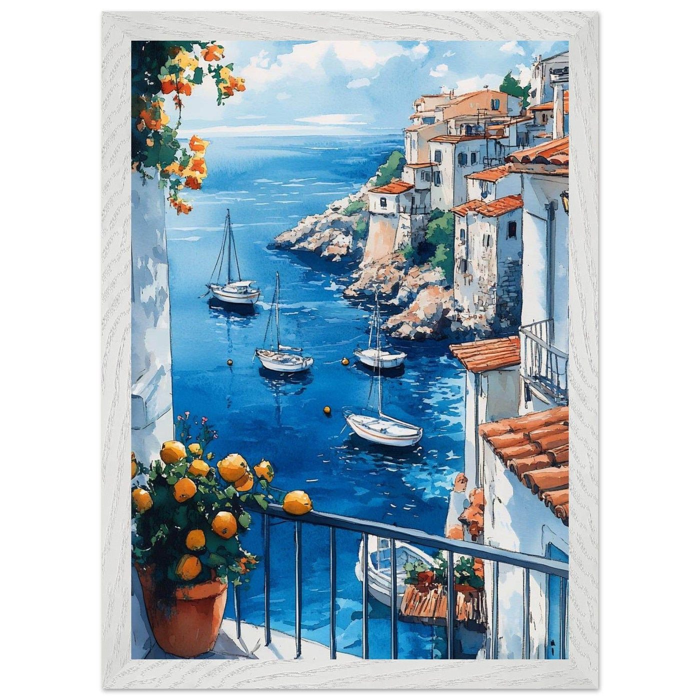 Amalfi Coast Italian Seascape: Serenity with Lush Lemons - Vibrantwalls