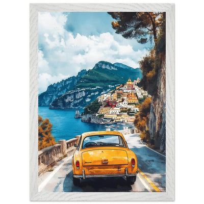 Vintage Italian Coastal View - Cliffside Village Art Print - Vibrantwalls