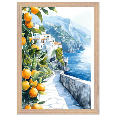 Amalfi Coast Lemon Grove Watercolor - Vibrantwalls