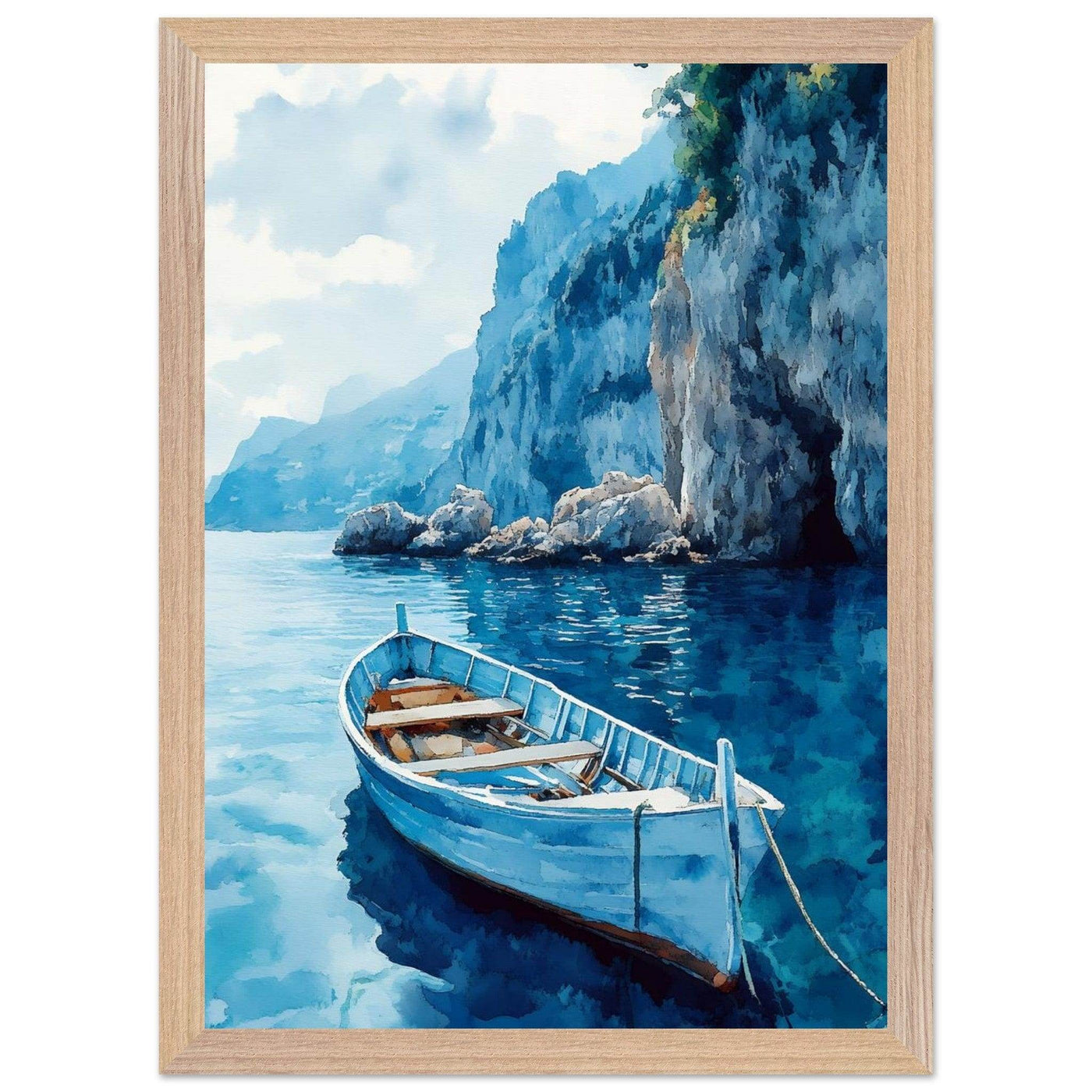 Mediterranean Blue Boat Amalfi Coast - Vibrantwalls