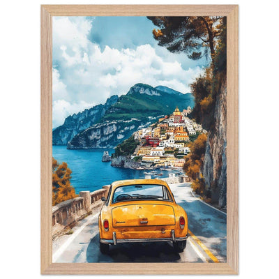 Vintage Italian Coastal View - Cliffside Village Art Print - Vibrantwalls
