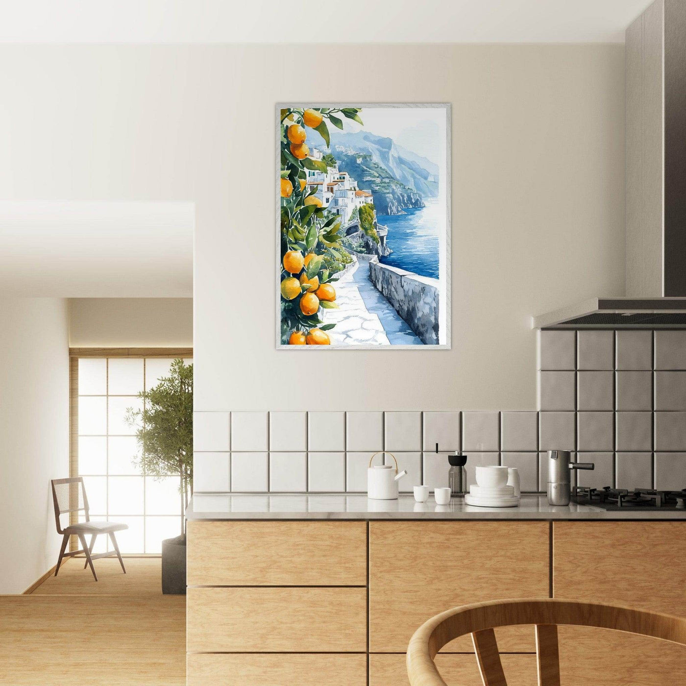 Amalfi Coast Lemon Grove Watercolor - Vibrantwalls