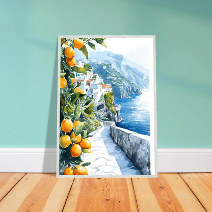 Amalfi Coast Lemon Grove Watercolor - Vibrantwalls