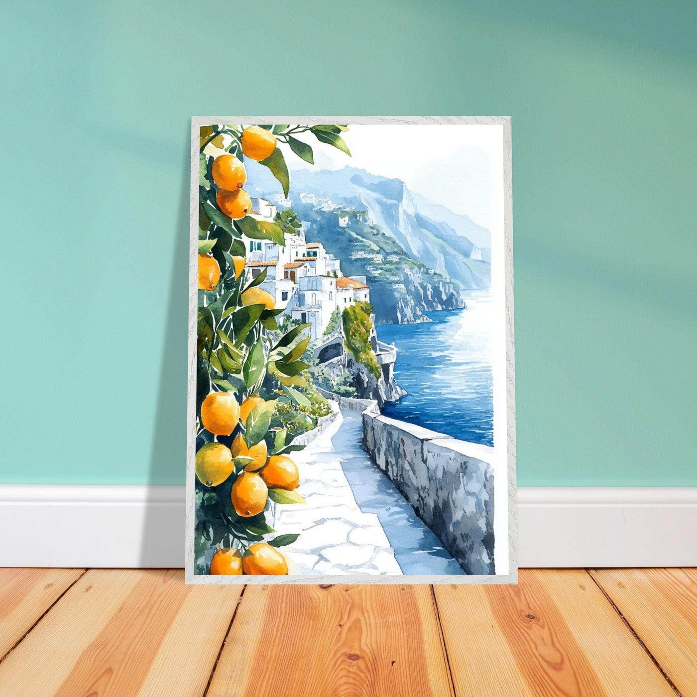 Amalfi Coast Lemon Grove Watercolor - Vibrantwalls
