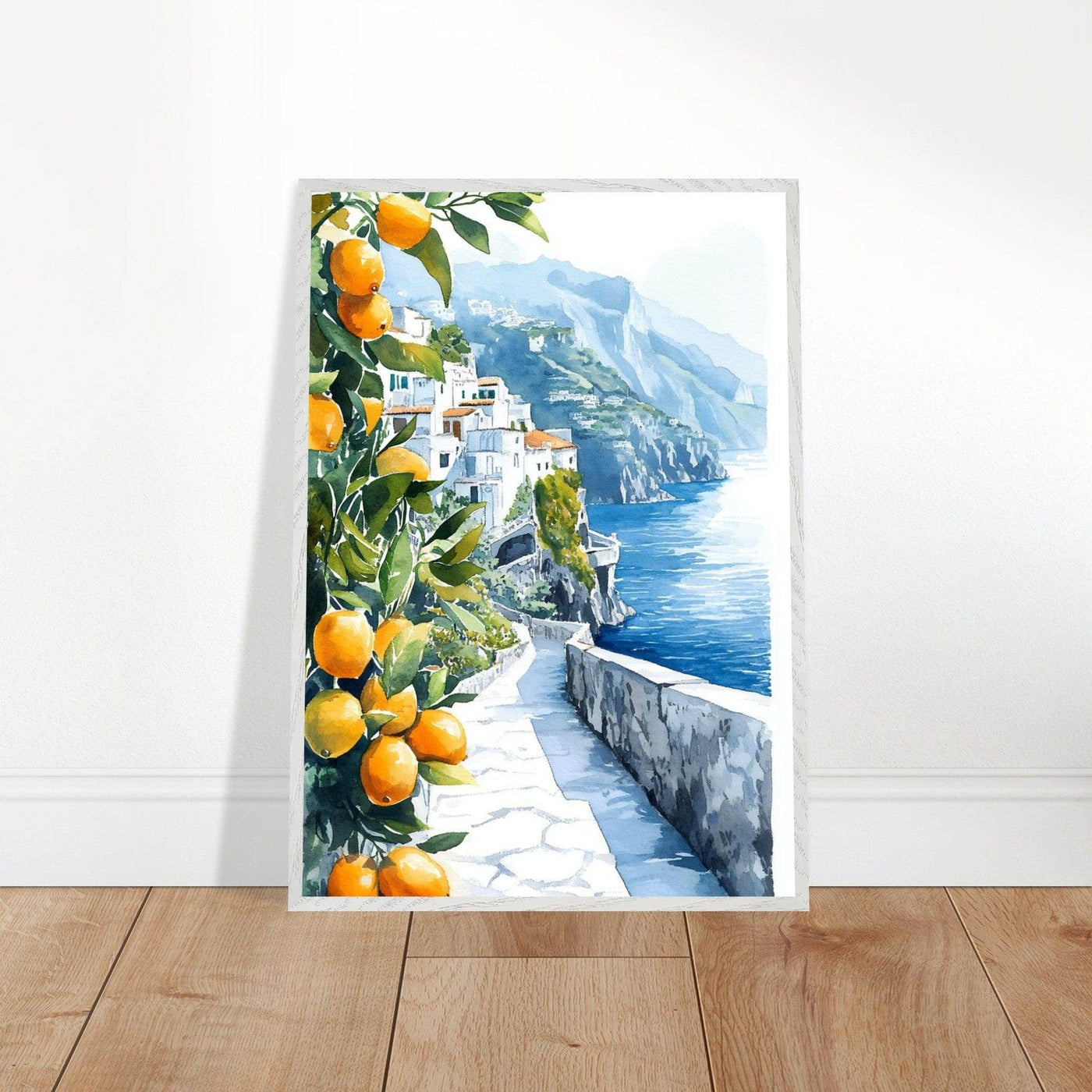 Amalfi Coast Lemon Grove Watercolor - Vibrantwalls