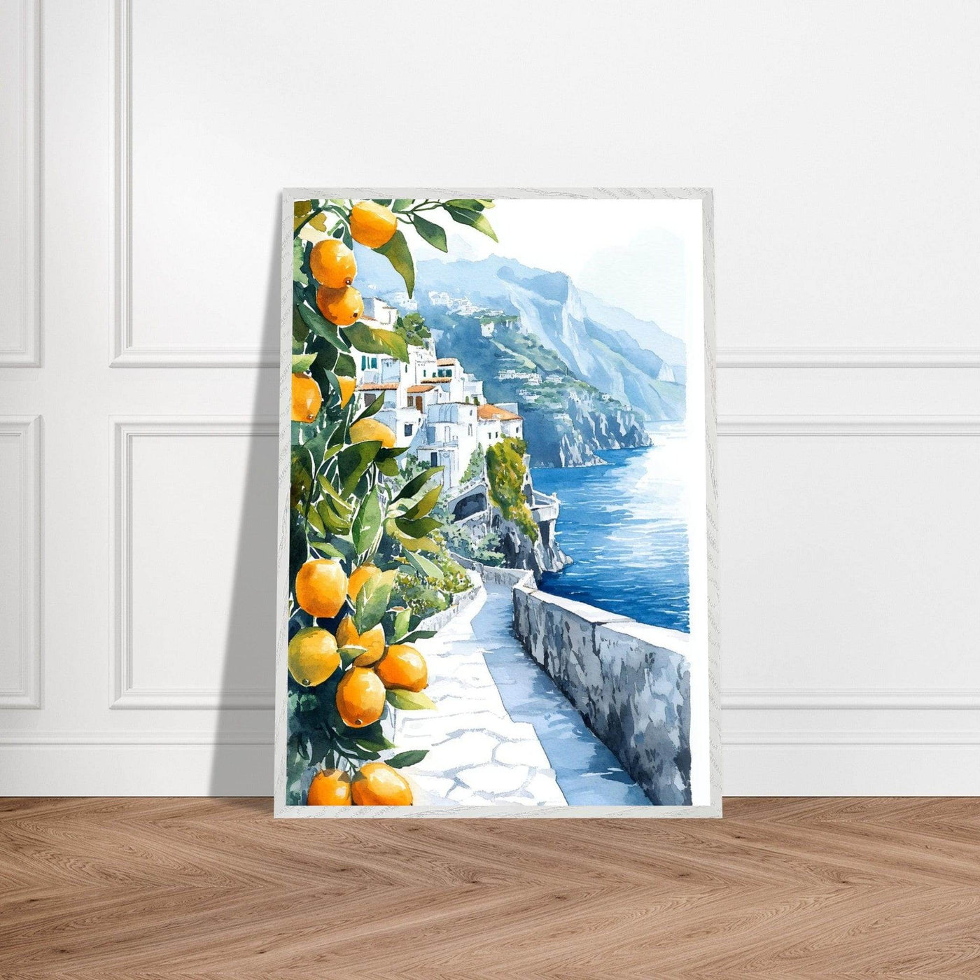 Amalfi Coast Lemon Grove Watercolor - Vibrantwalls