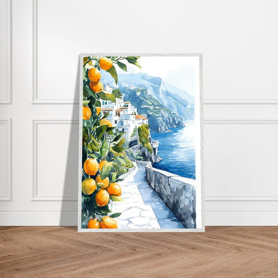 Amalfi Coast Lemon Grove Watercolor - Vibrantwalls