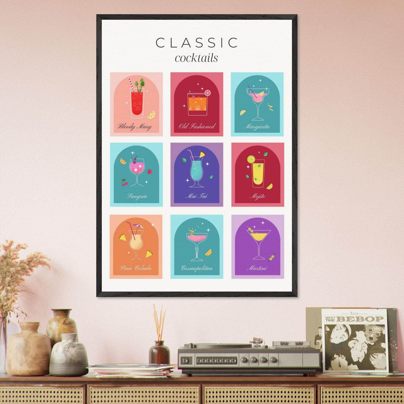 Classic Cocktails Set Nine Drink Recipes - Vibrantwalls