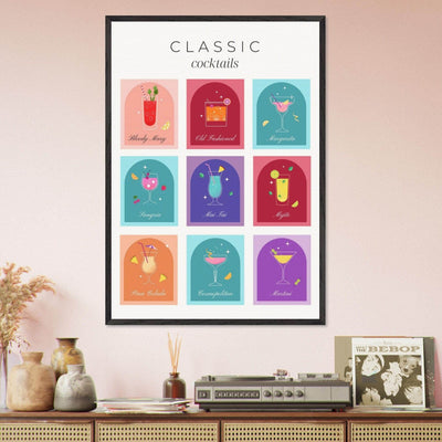 Classic Cocktails Set Nine Drink Recipes - Vibrantwalls