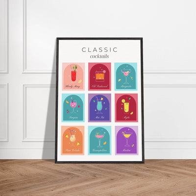Classic Cocktails Set Nine Drink Recipes - Vibrantwalls