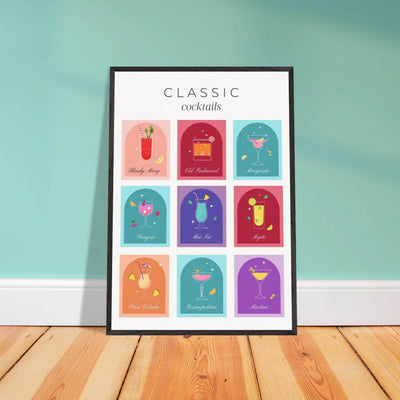 Classic Cocktails Set Nine Drink Recipes - Vibrantwalls