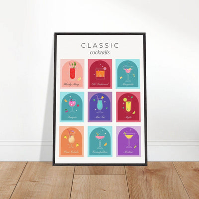 Classic Cocktails Set Nine Drink Recipes - Vibrantwalls
