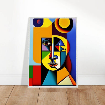 Cubist Cat Painting - Blue Orange Feline Portrait - Vibrantwalls