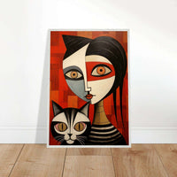 Cubist Muse Feline Companion Bold Abstract - Vibrantwalls