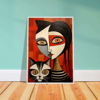 Cubist Muse Feline Companion Bold Abstract - Vibrantwalls