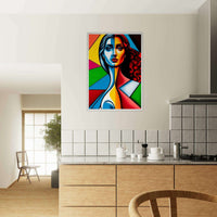 Cubist Woman Portrait Vibrant Split-Face Abstract Picasso Wall Art - Vibrantwalls