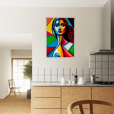 Cubist Woman Portrait Vibrant Split-Face Abstract - Vibrantwalls