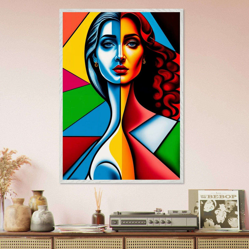 Cubist Woman Portrait Vibrant Split-Face Abstract Picasso Wall Art - Vibrantwalls