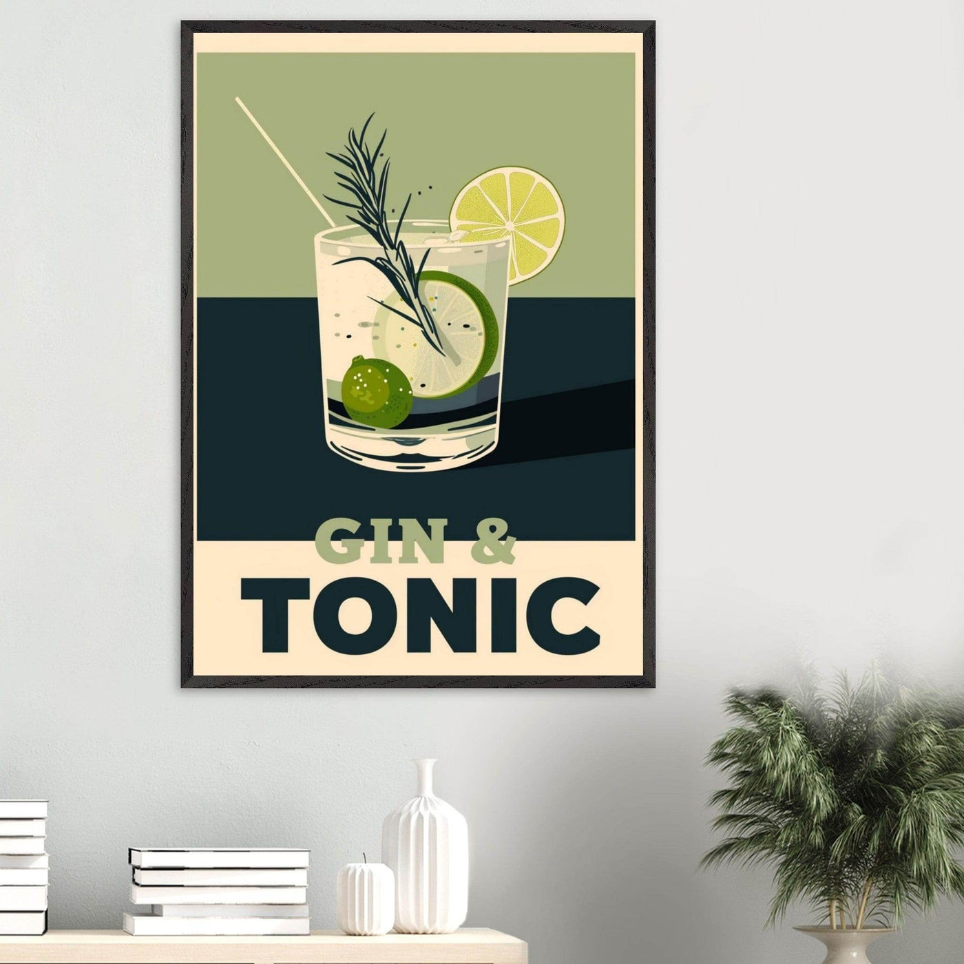 Gin Tonic Cocktail Recipe Contemporary Bar Poster - Vibrantwalls