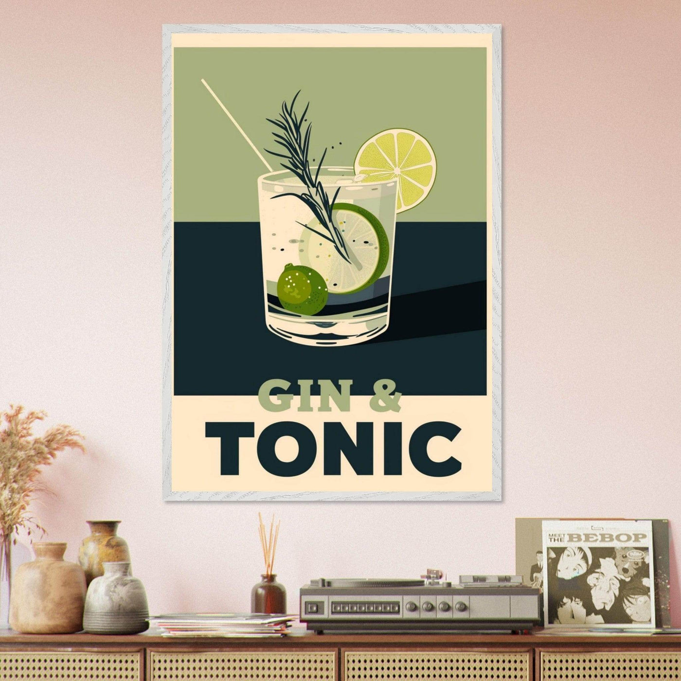 Gin Tonic Cocktail Recipe Contemporary Bar Poster - Vibrantwalls
