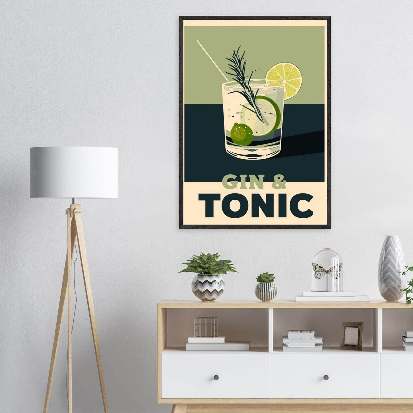 Gin Tonic Cocktail Recipe Contemporary Bar Poster - Vibrantwalls