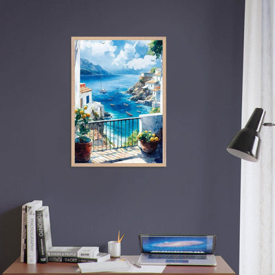 Mediterranean Balcony View Coastal Village Azure - Vibrantwalls
