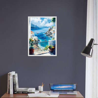 Mediterranean Balcony View Coastal Village Azure - Vibrantwalls