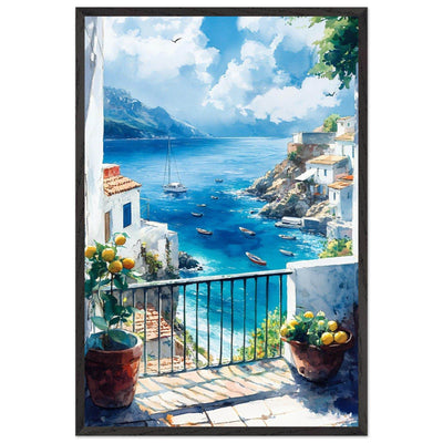 Mediterranean Balcony View Coastal Village Azure - Vibrantwalls