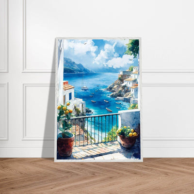 Mediterranean Balcony View Coastal Village Azure - Vibrantwalls