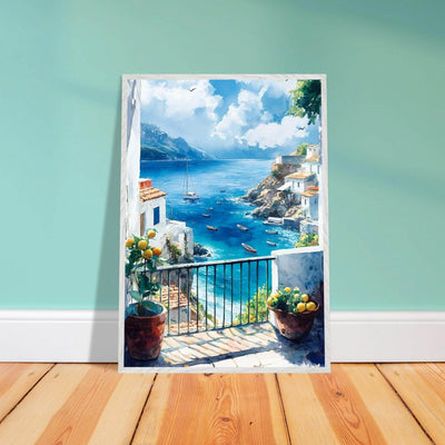 Mediterranean Balcony View Coastal Village Azure - Vibrantwalls