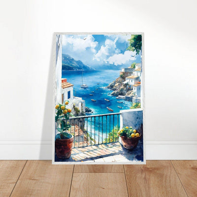 Mediterranean Balcony View Coastal Village Azure - Vibrantwalls