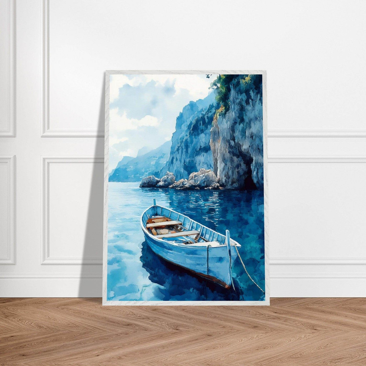 Mediterranean Blue Boat Amalfi Coast - Vibrantwalls